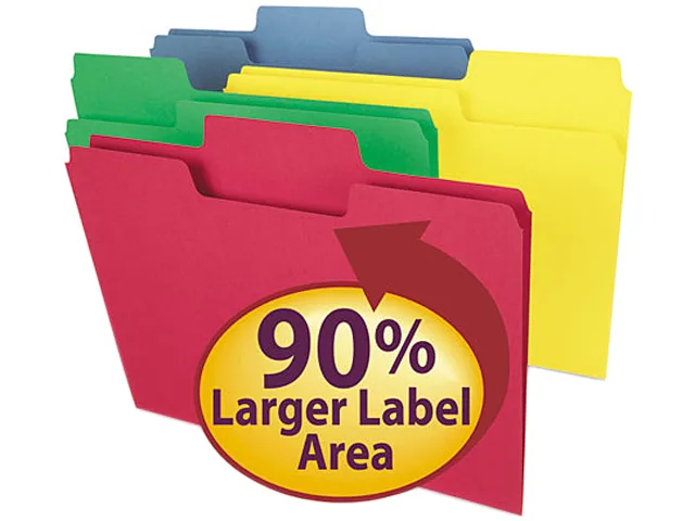 Smead Smead 11987 SuperTab File Folders, 1/3 Cut, Letter, Assorted, 100/Box — product photo