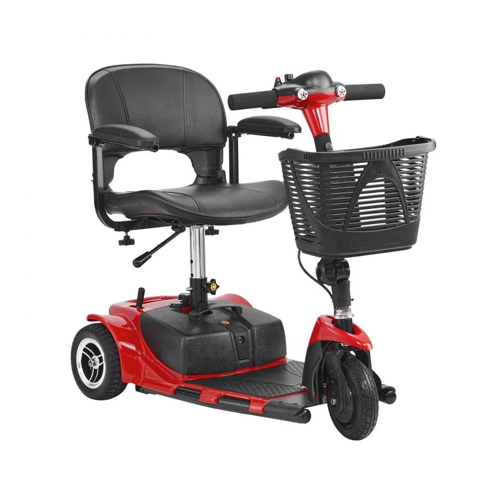 VEVOR VEVOR W3331 3-Wheel Folding Mobility Scooter 12 Mile Range 265 lb Red Black — product photo