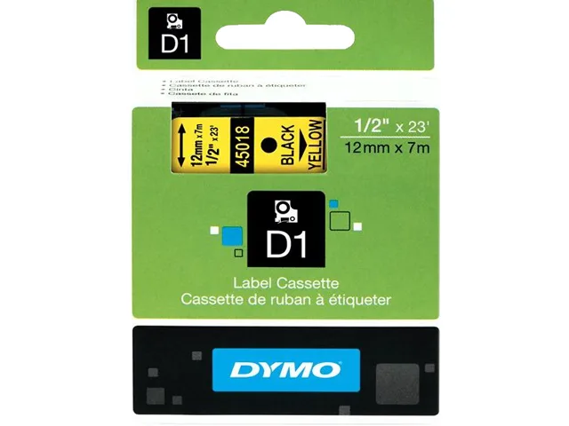 DYMO DYMO 45018 Black on Yellow D1 Label Tape .50" x 23 ft pos accessory — product photo