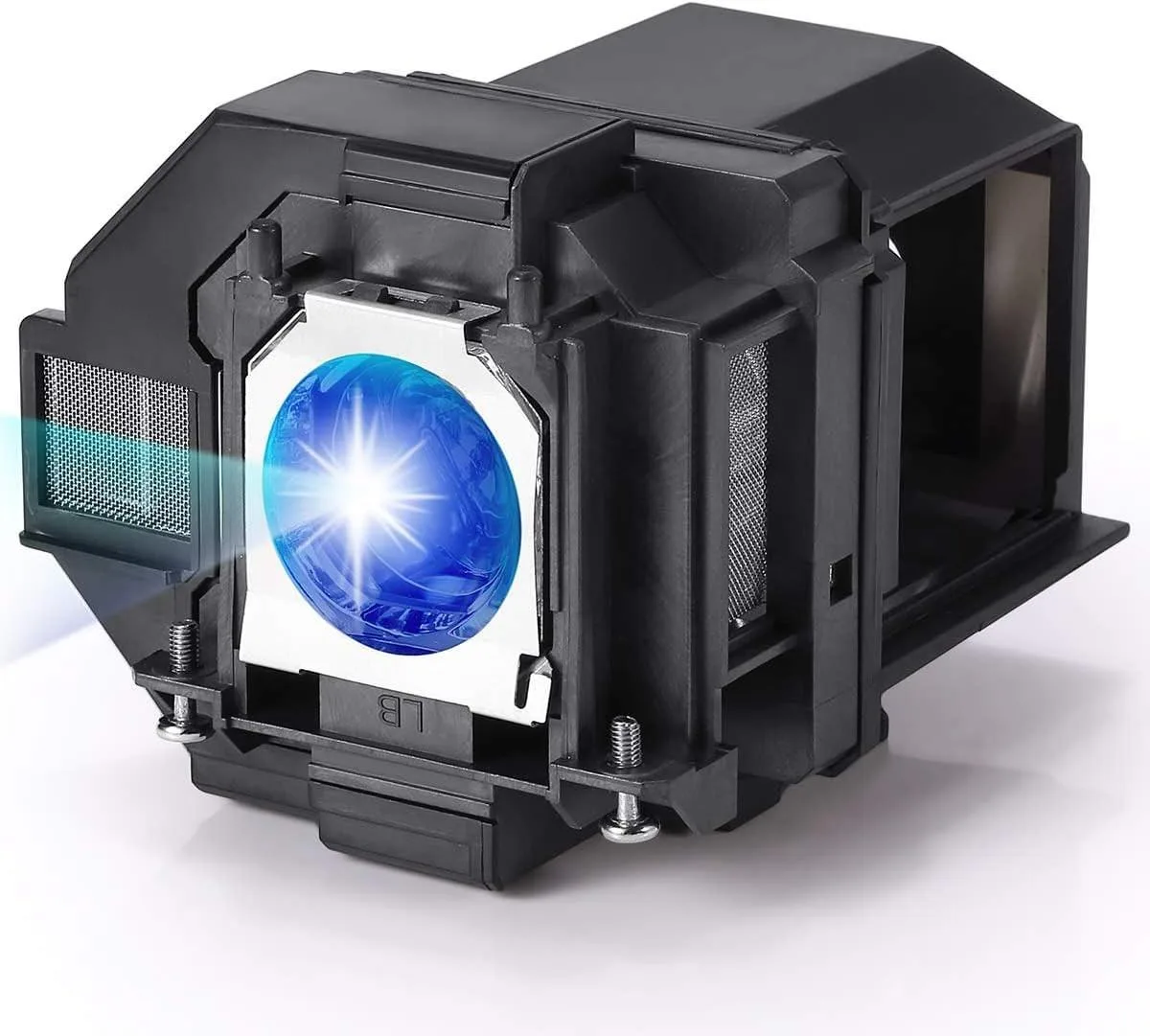 Rectangular projector lamp module with silver housing and clear glass bulb
