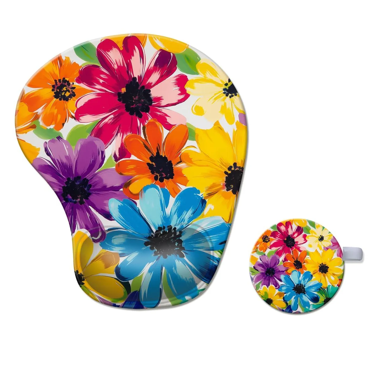AFUZLE GJ2504 Ergonomic Gel Mouse Pad Pretty Floral 9.4x8.3x0.9 in — product photo