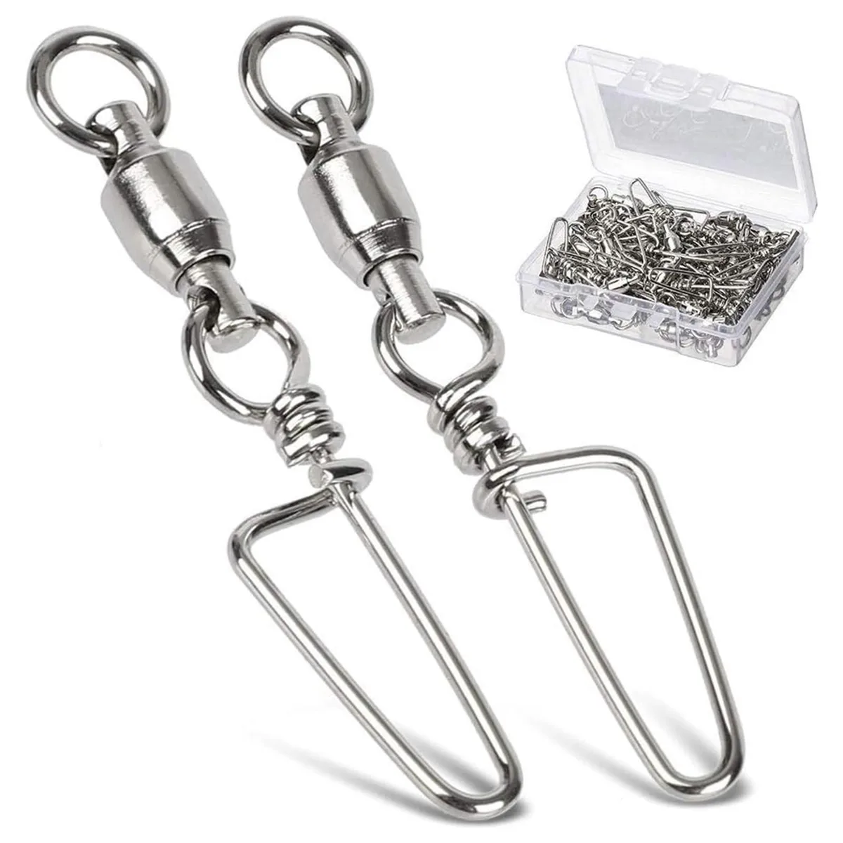 AMYSPORTS Ball Bearing Snap Swivels Stainless 25pcs 48lbs — product photo