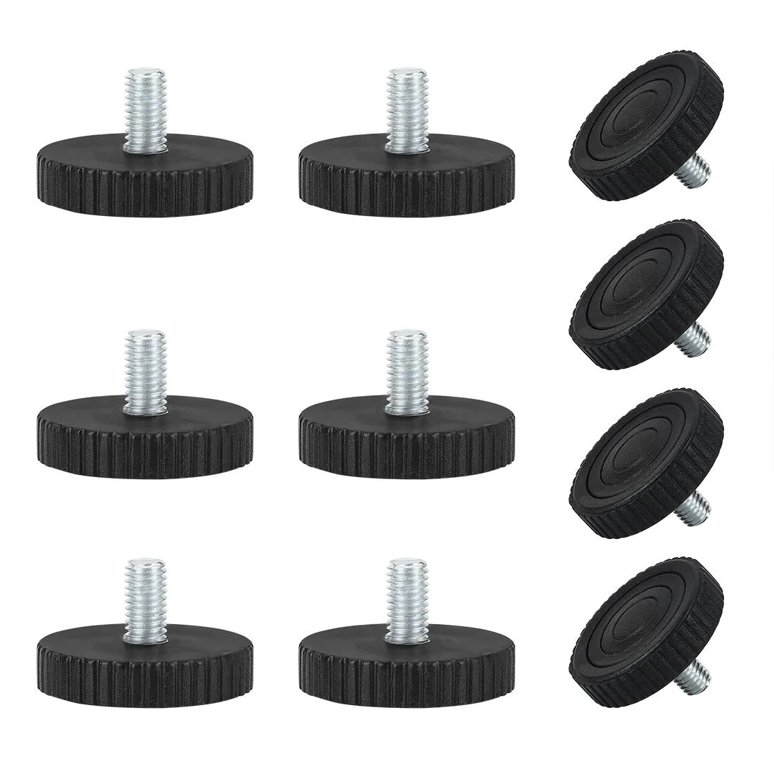 Ten M8 adjustable leveling feet with 15mm thread and 40mm plastic base