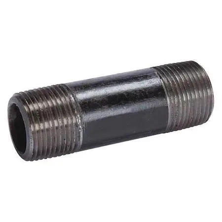 Black steel pipe nipple with threaded NPT ends