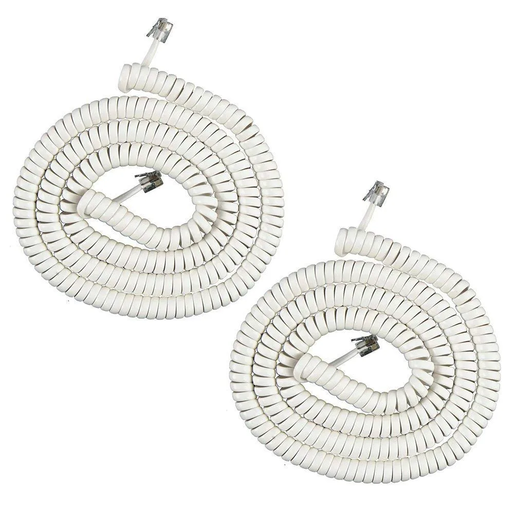 iMBAPrice iMBAPrice Pack of 2 White Coiled Handset Cord 25 ft — product photo