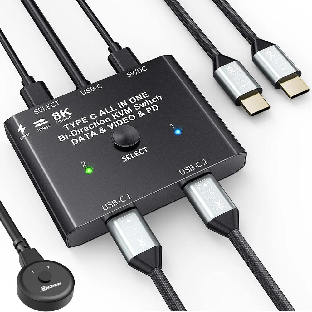 SMA SMA C201 USB-C KVM Switch 2 Ports 8K@60Hz 10Gbps 100W — product photo