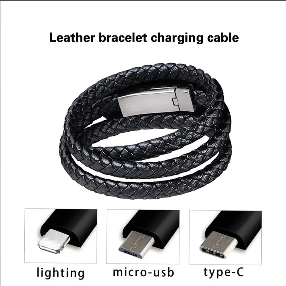 Hetai Tech Hetai Tech Bracelet Charging Cable USB A to Micro USB 20cm Black — product photo