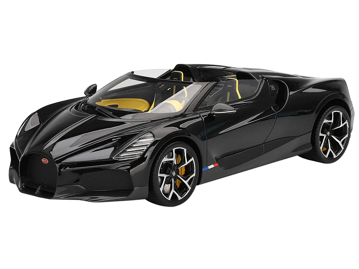 Top Speed Top Speed Bugatti W16 Mistral Black Yellow Interior 1/18 Resin Model Car — product photo