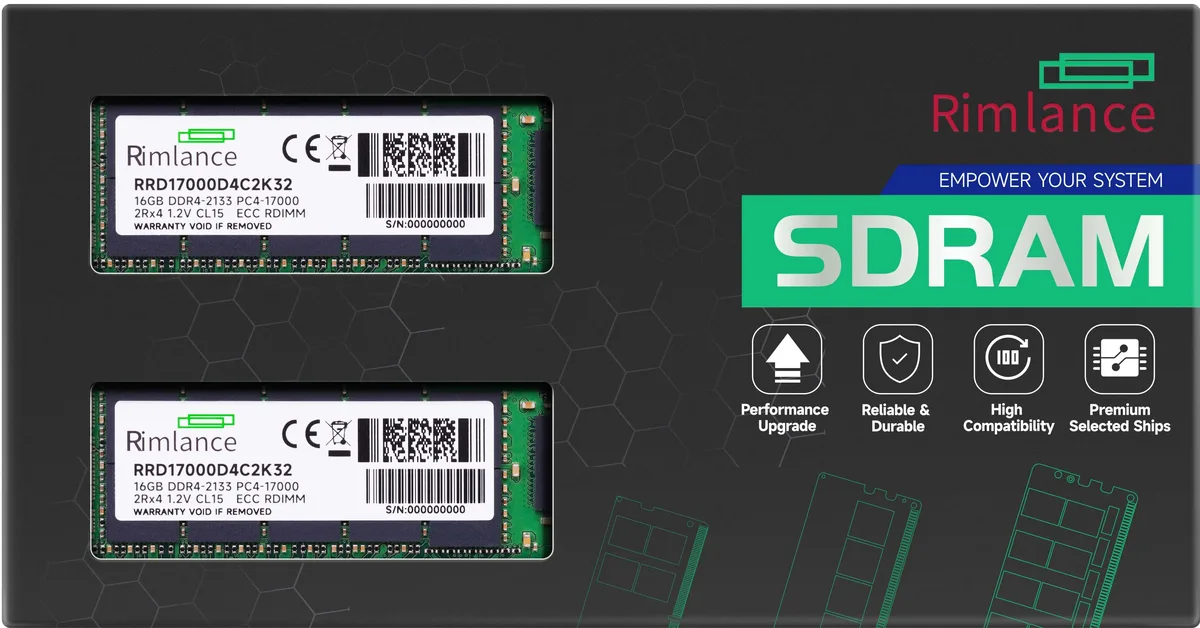 RIMLANCE RIMLANCE RRD17000D4C2K32 32GB (2x16GB) DDR4 2133MHz ECC Registered RDIMM Server Memory — product photo