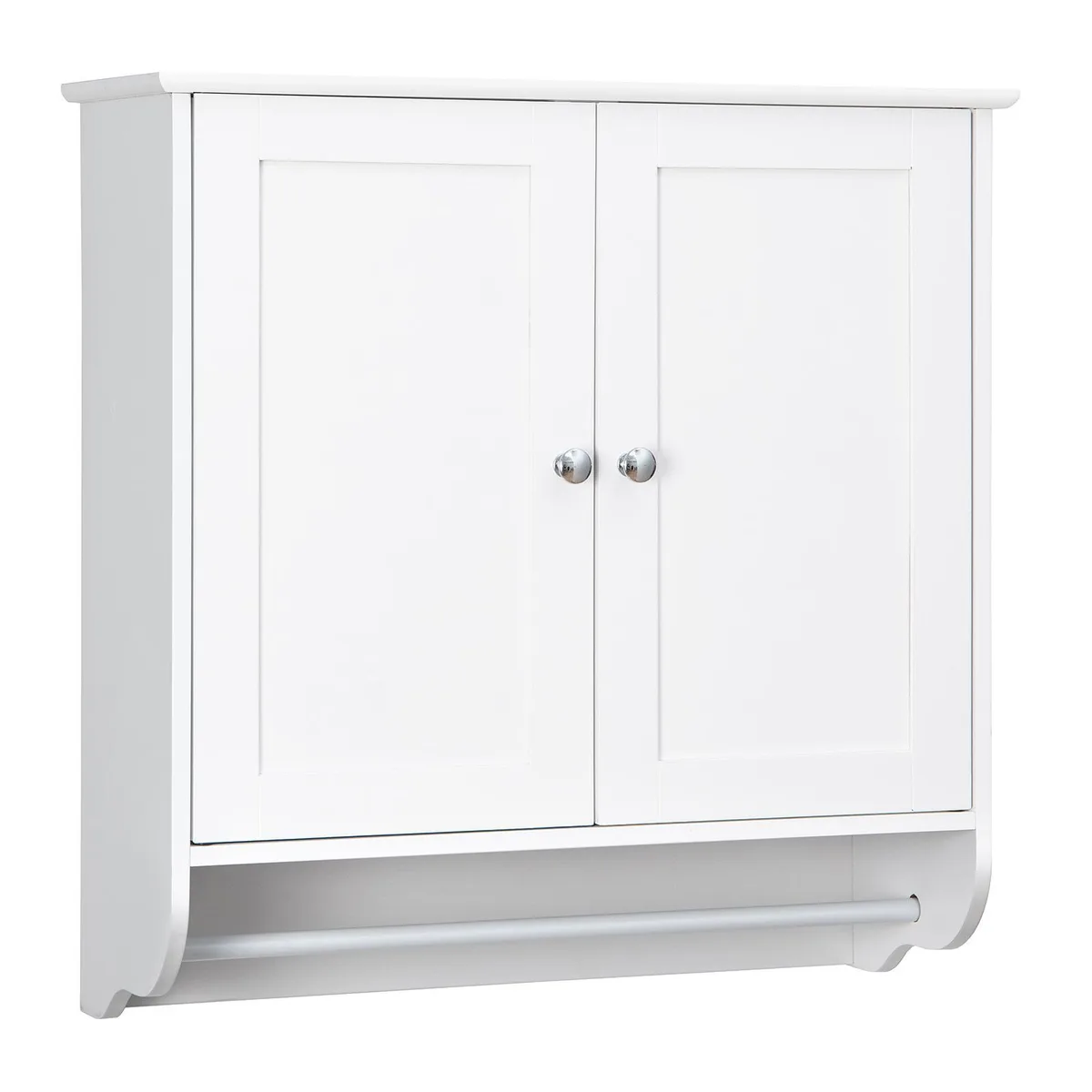 SlickBlue SlickBlue Wall Mounted Bathroom Cabinet White 24" x 8.5" x 24" P2 MDF Towel Bar — product photo