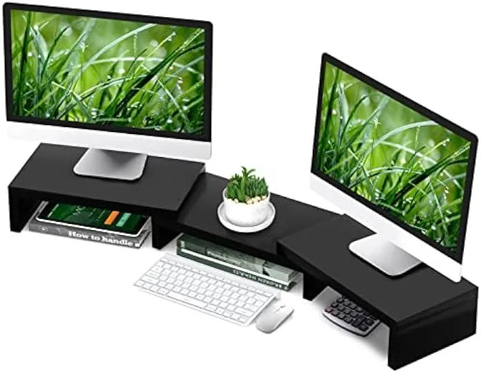 TAURKENAM TAURKENAM Dual Monitor Stand Riser 33-48.2 inch Adjustable Black Office Equipment — product photo