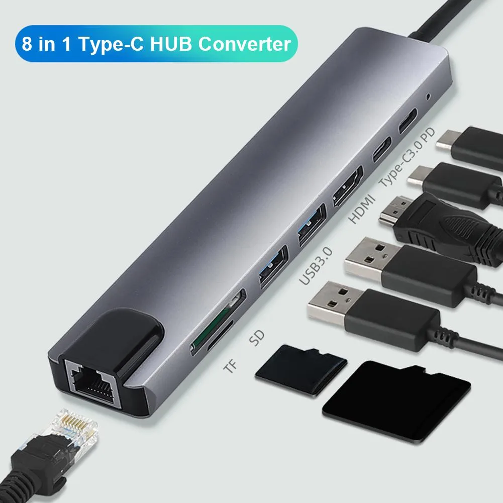 WRIARICH WRIARICH FK-TC801 8-in-1 USB-C Docking Station Gray — product photo