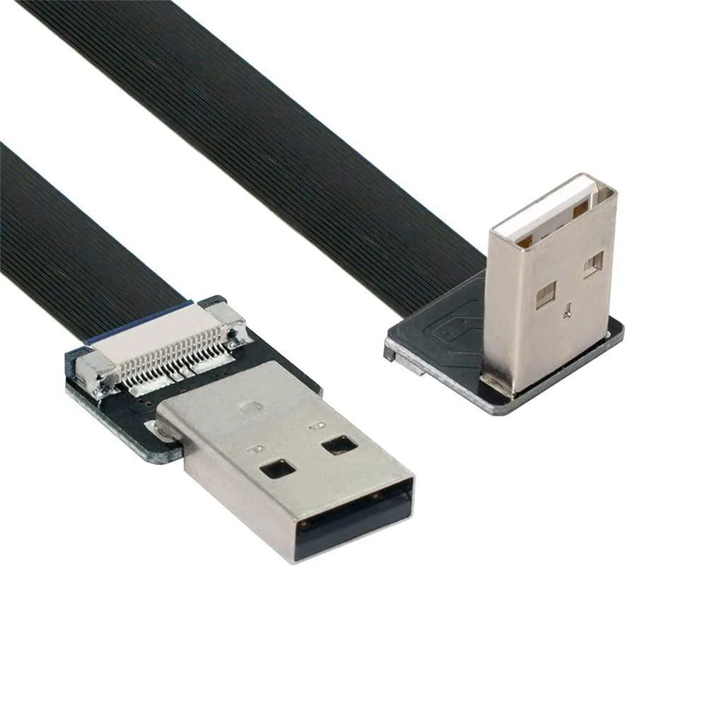 Vszerda Vszerda USB 2.0 Type-A Male to Male Down Angled FPC Cable 20cm 90° — product photo