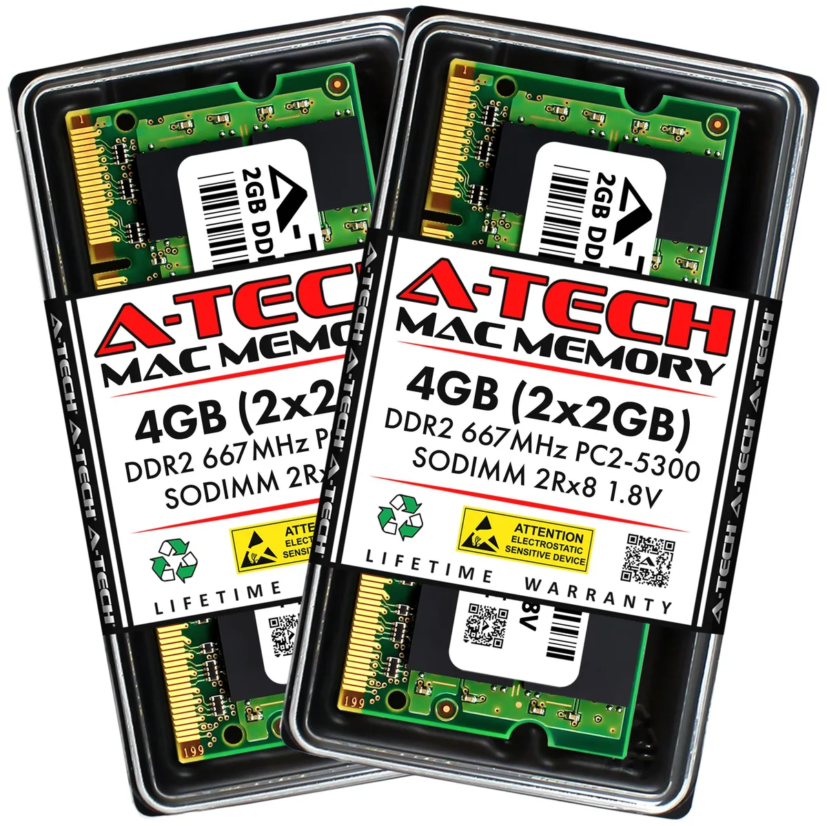 A-Tech A-Tech 4GB Kit (2x2GB) DDR2 667MHz PC2-5300 SODIMM 200-Pin Memory Upgrade — product photo