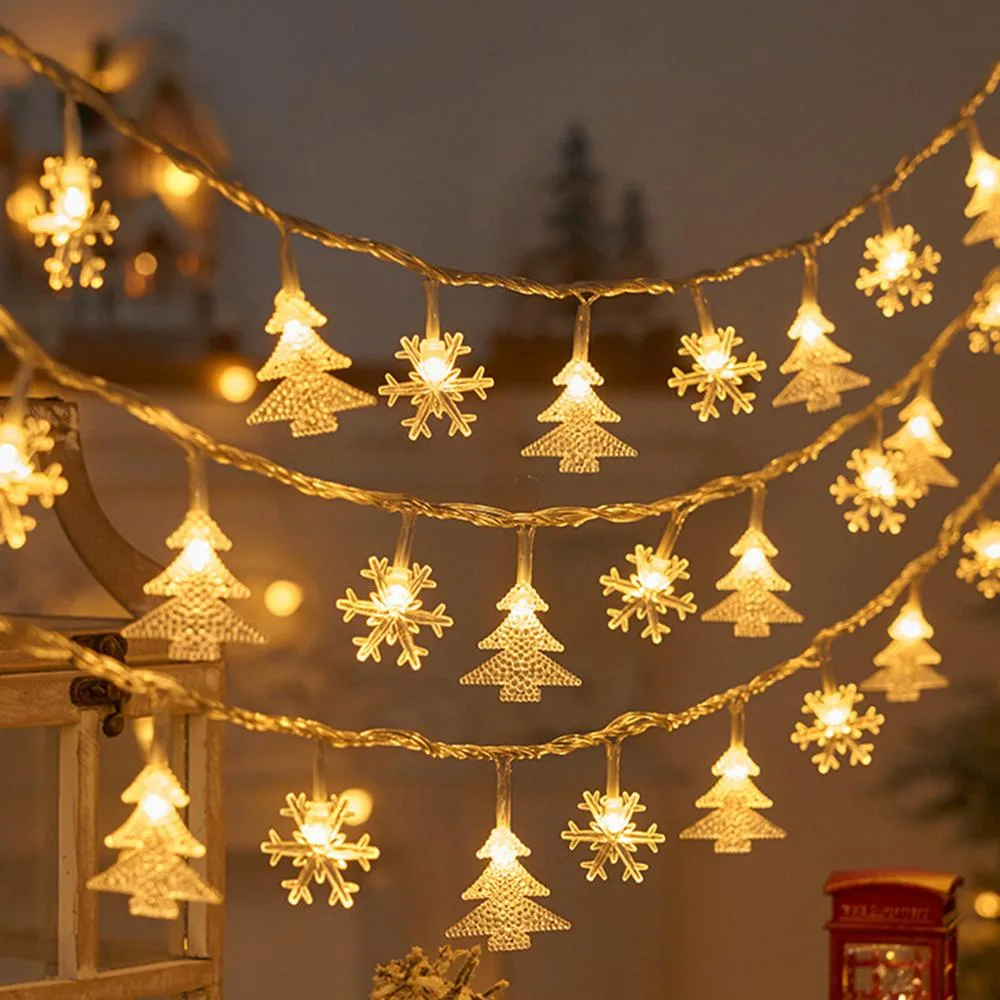 CURTIS International. CURTIS International Christmas LED String Light Green 9.84ft 20 Lights Christmas Tree Snowflake USB — product photo