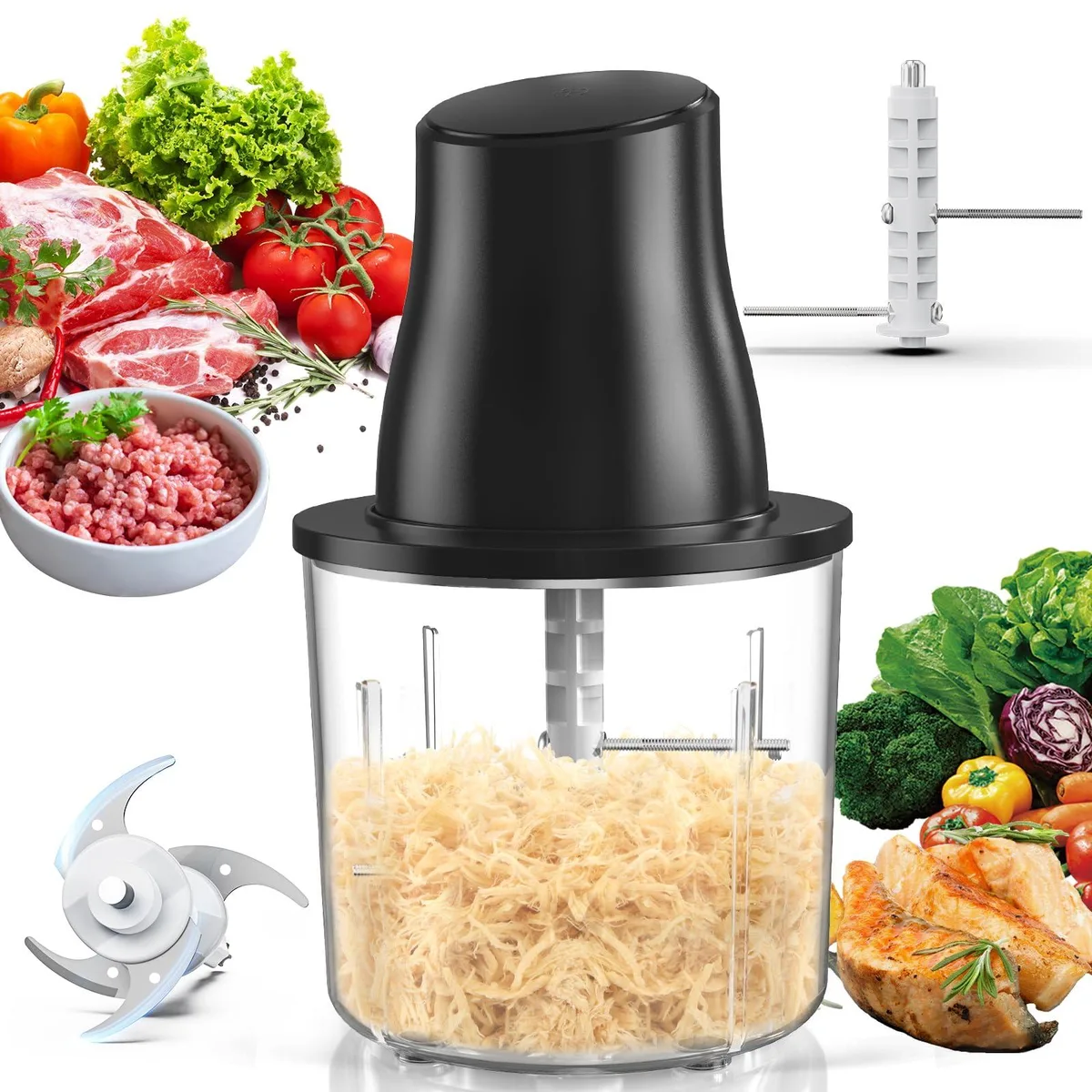  BlueFire HW027BUS-01 2-in-1 Chicken Shredder &amp; Meat Grinder 1.5L 250W food processor — product photo