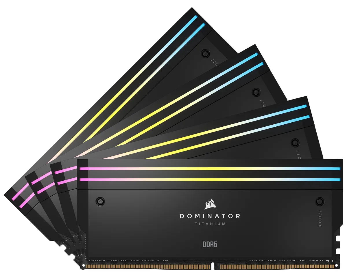 Corsair Corsair Dominator Titanium 64GB (4 x 16GB) DDR5 6400 CL32 desktop RAM CMP64GX5M4B6400C32 — product photo