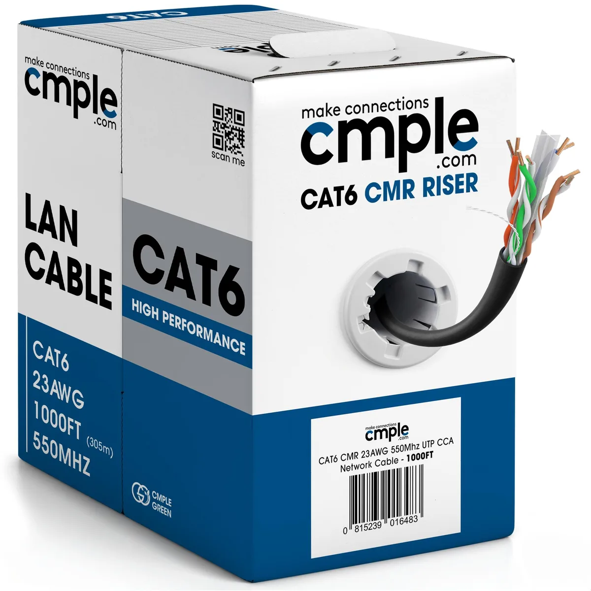 CMPLE CMPLE Cat6 UTP 1000ft 23AWG CMR 550 MHz Black — product photo