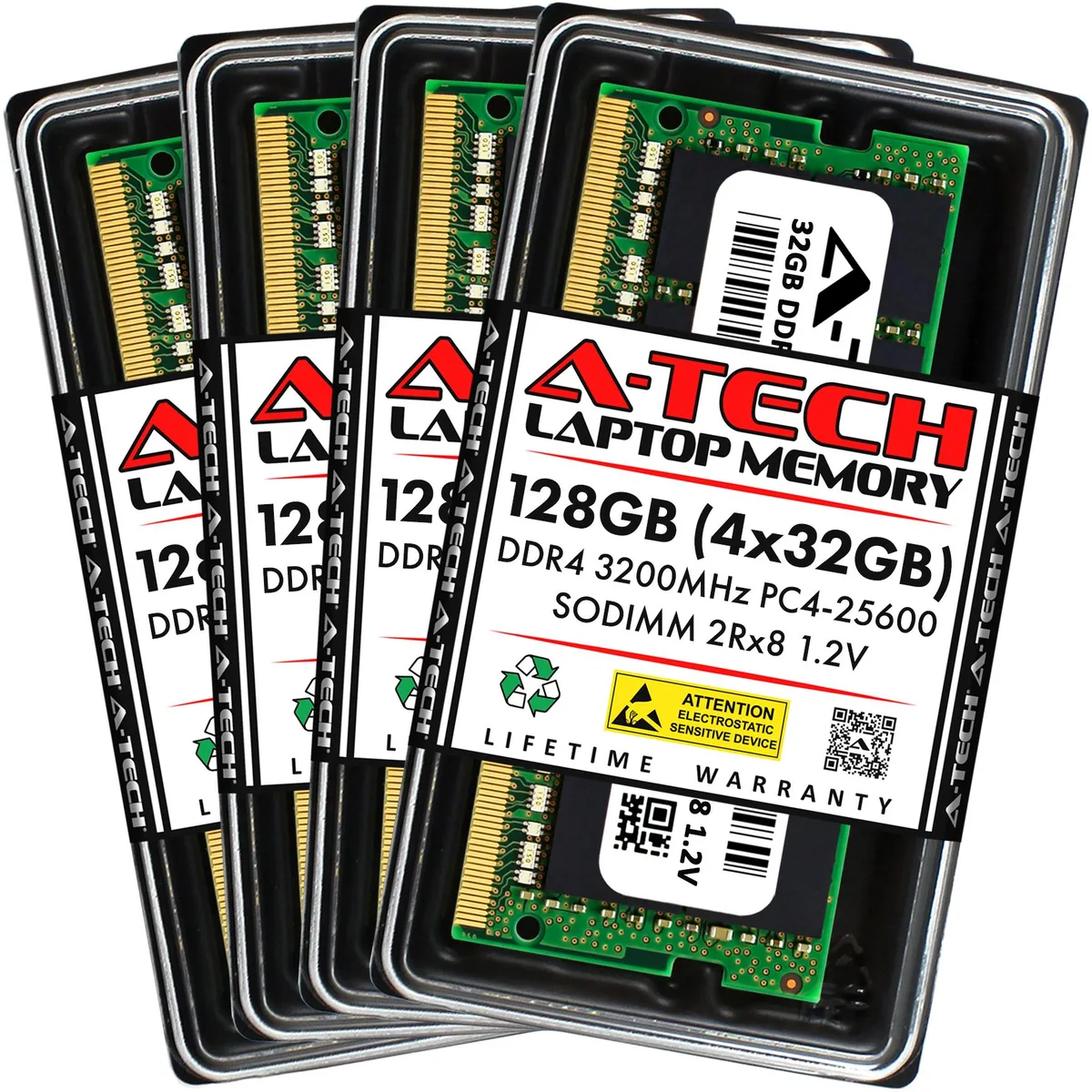 A-Tech A-Tech 128GB (4x32GB) DDR4 3200MHz SODIMM CL22 1.2V 260-Pin Laptop RAM Kit — product photo
