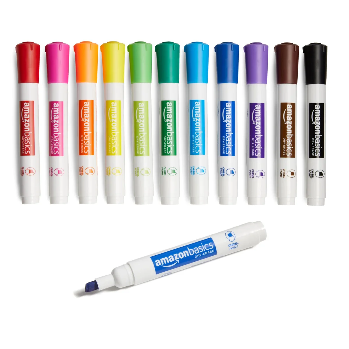 Box of twelve chisel-tip dry-erase markers in assorted colours