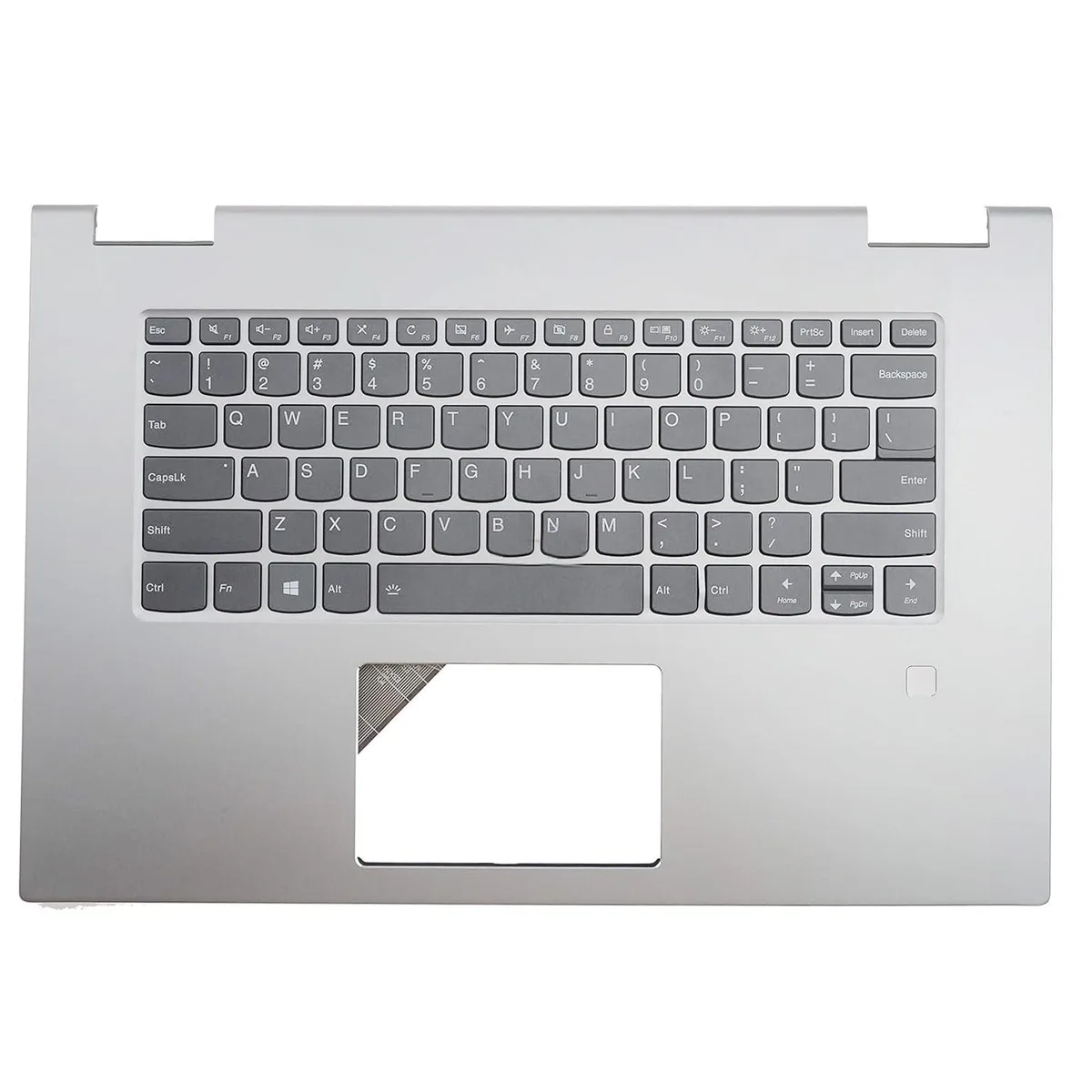 Silver laptop upper case with backlit keyboard and palmrest