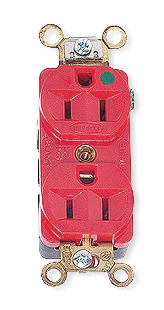 Hubbell Incorporated Hubbell Incorporated HBL8300HRED Duplex Receptacle 20A 125V Hospital Grade Red — product photo