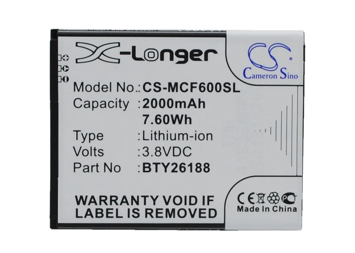 Cameron &amp; Co Cameron &amp; Co DS-CS-MCF600SL 3.8V 2000mAh cell phone battery — product photo