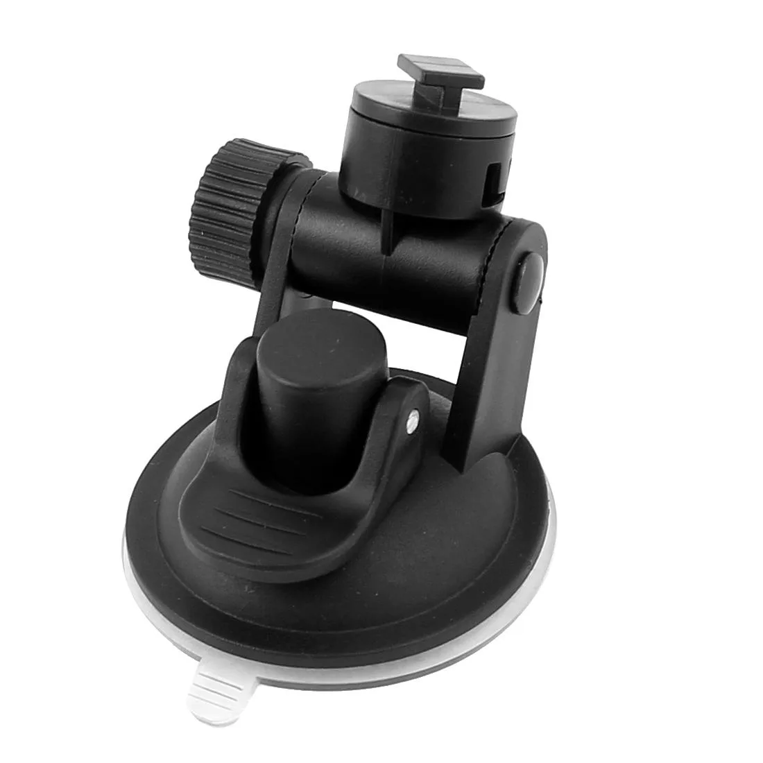 Black rubber and plastic dash camera suction mount, 5.2 cm arm buckle, 33 g