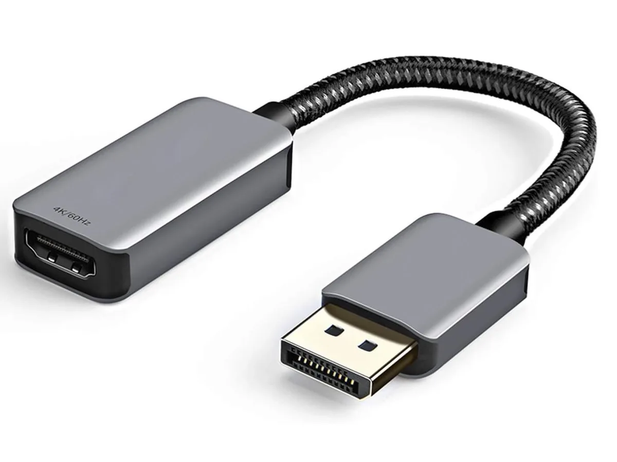 Corn Electronics Corn Electronics Active DP to HDMI Adapter 4K@60Hz HDR 2K@144Hz 1080P@144Hz Braided Aluminum 12cm — product photo