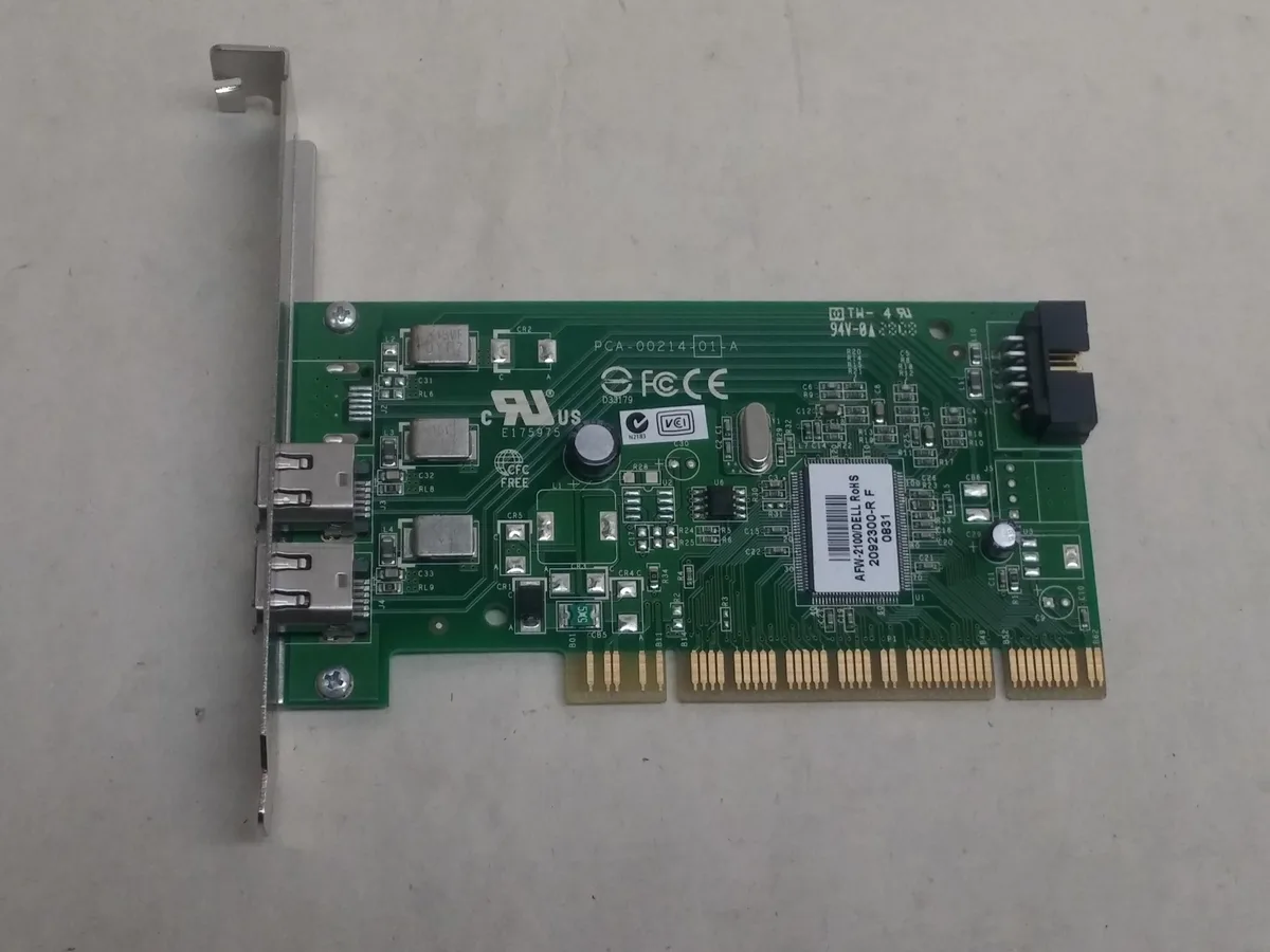Full-height PCI card with IEEE 1394A ports, silver bracket