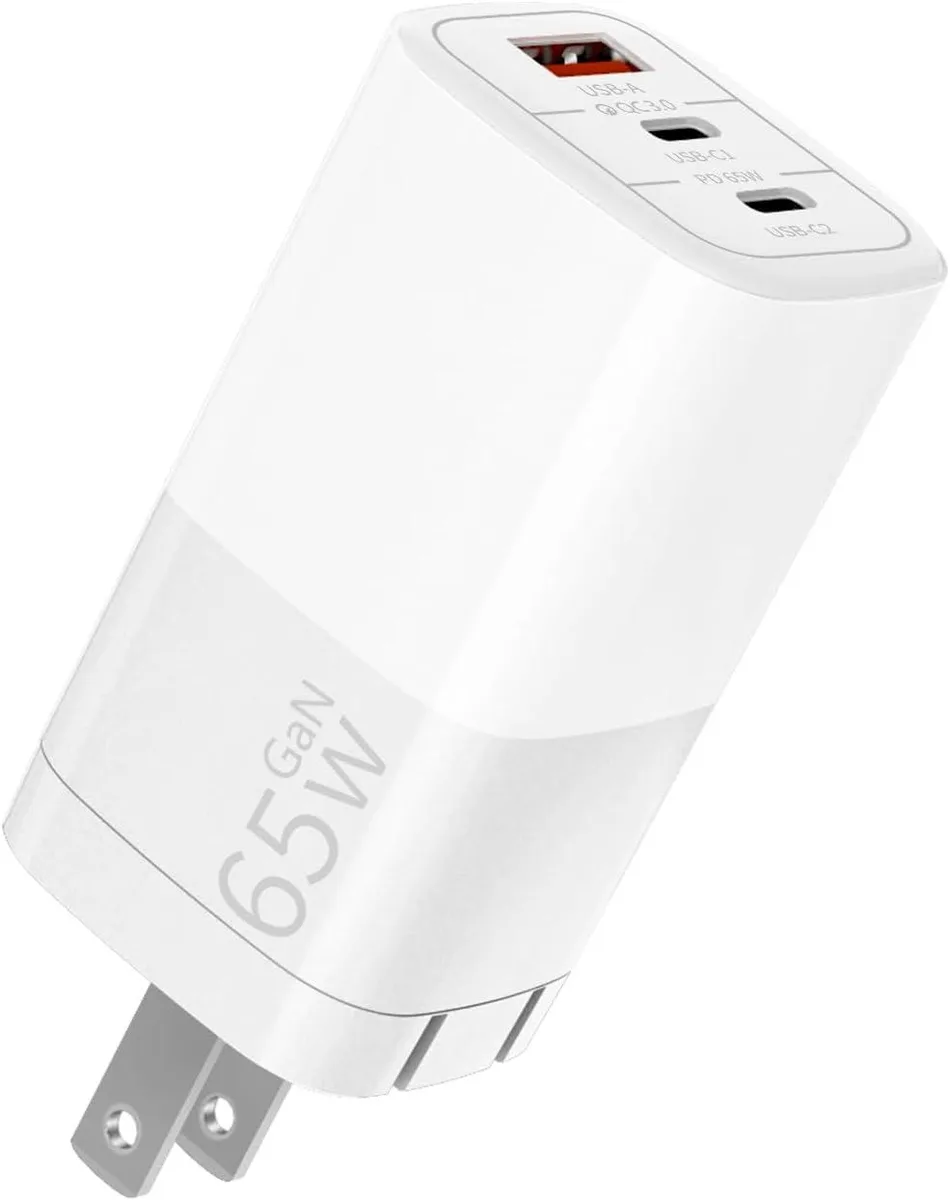 ONITOON ONITOON 65W GaN 3-Port USB-C PD Charger (2×USB-C + 1×USB-A) Foldable — product photo