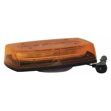 Rectangular amber LED mini lightbar, 11 inches long, low profile, lighter plug base
