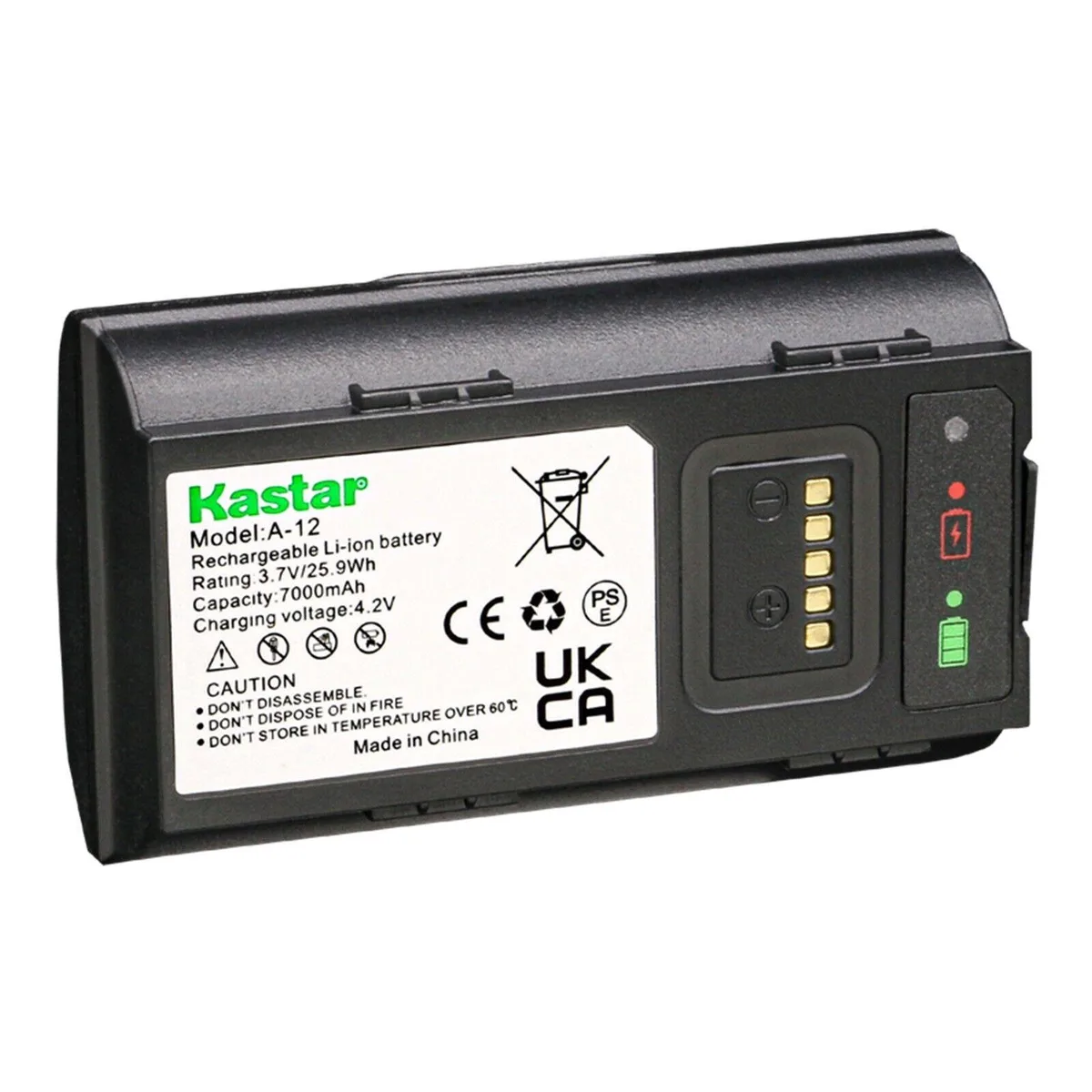 Kastar Kastar A-12 Battery 1-Pack 3.7V 7000mAh camera battery — product photo