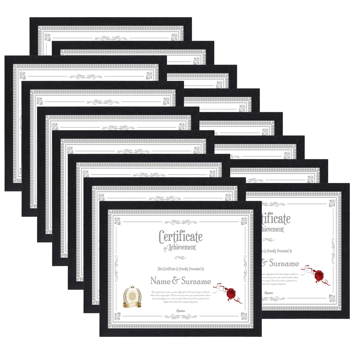  HORLIMER 8.5x11 Black Frame Set of 15 — product photo