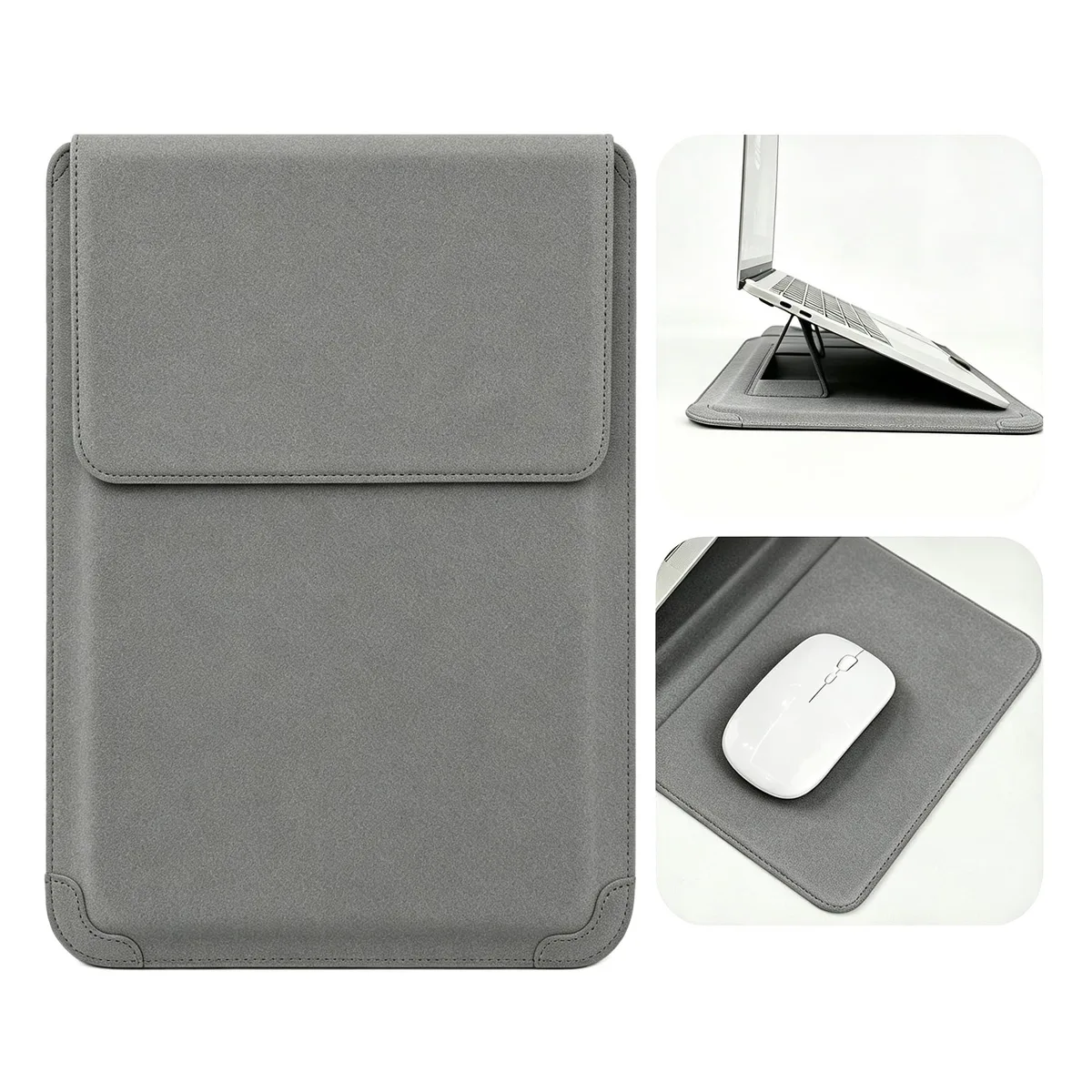 Hyfant 14 Inch Laptop Sleeve Case with Stand Matte Grey — product photo