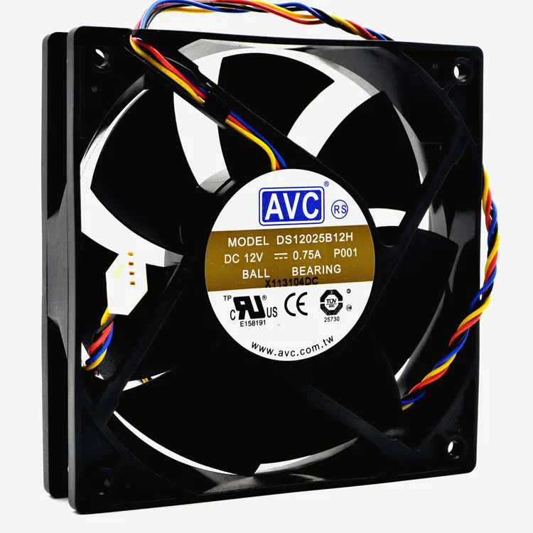 SXDOOL SXDOOL DS12025B12H 120mm PWM case fan 2900 RPM 117 CFM 40 dBA 12V 0.75A dual ball bearing 25mm thick — product photo