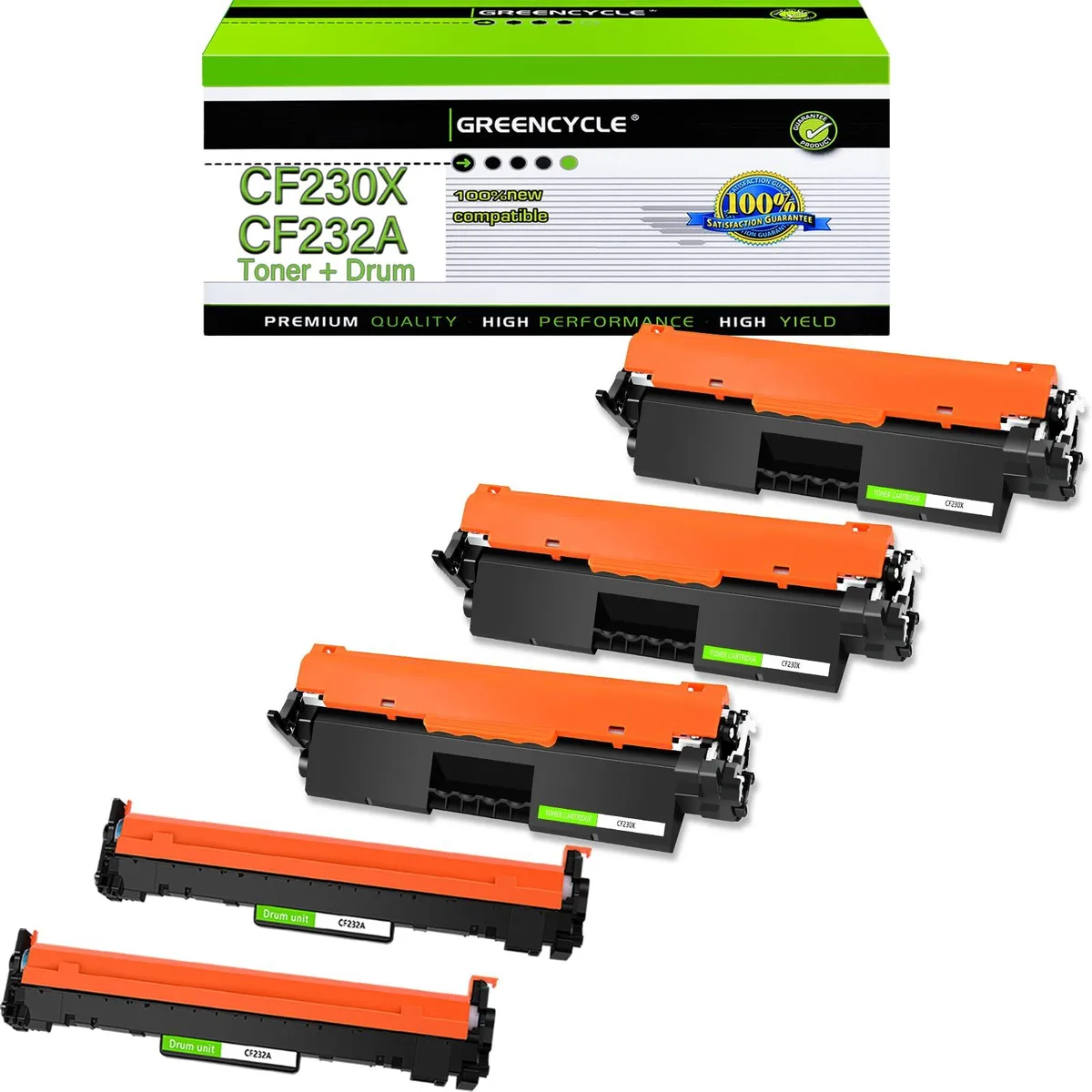 GREENCYCLE GREENCYCLE 30X CF230X Toner 3-Pack &amp; 32A CF232A Drum 2-Pack — product photo
