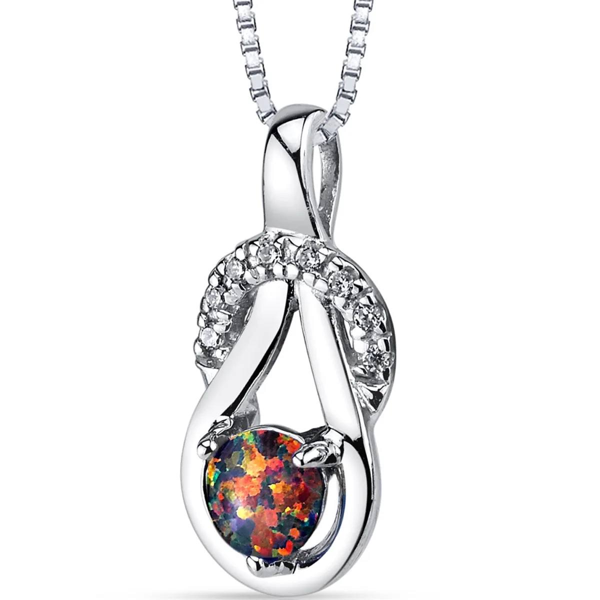 Oravo Oravo Black Opal Infinity Knot Pendant Necklace .925 Sterling Silver 18 — product photo