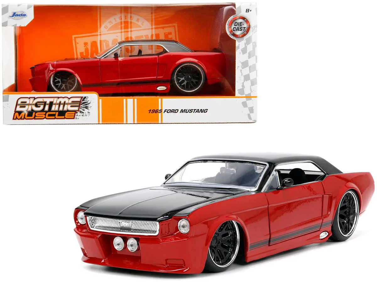 Jada Jada 1965 Ford Mustang Custom Red and Black Bigtime Muscle 1/24 Diecast Hobby Collectible — product photo