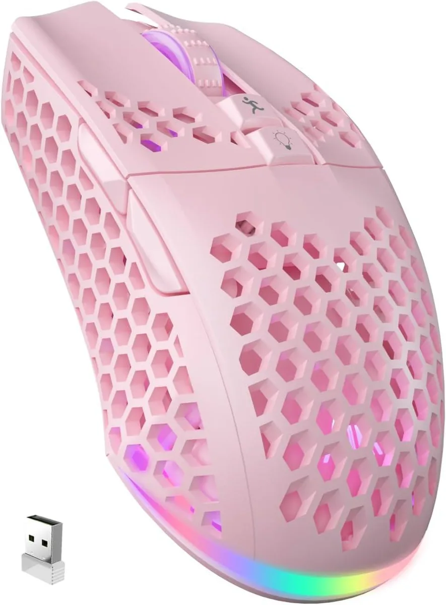BFKK BFKK SM600 Pink Wireless Gaming Mouse Bluetooth 5.0 Honeycomb Shell — product photo