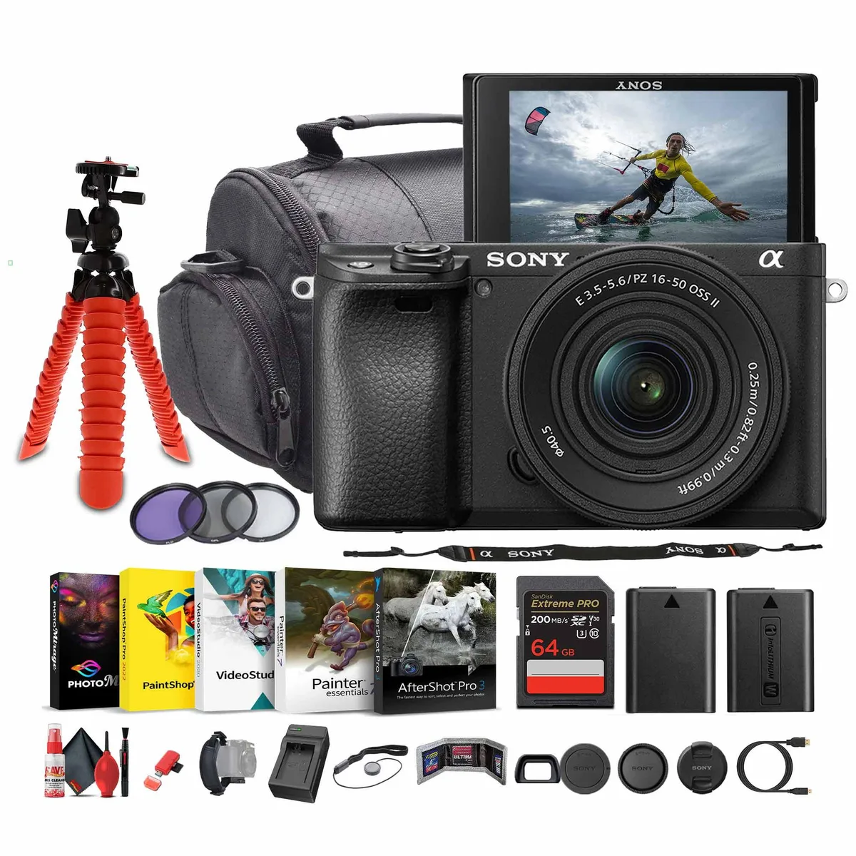 Sony Sony a6100 Mirrorless Camera Kit 16-50mm f/3.5-5.6 II Lens 64GB Bundle — product photo