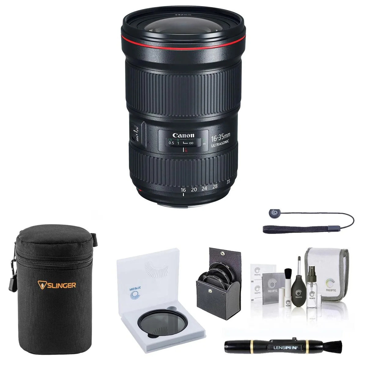 Canon Canon EF 16-35mm f/2.8L III USM camera lens with 82mm filter bundle — product photo