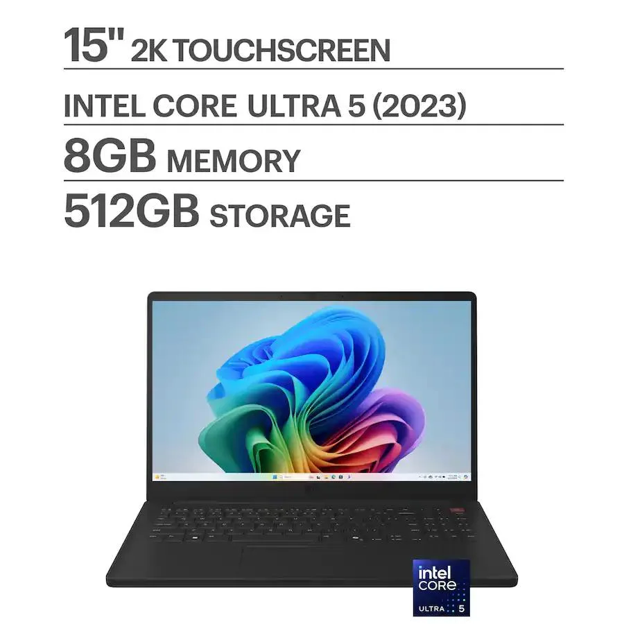LG Electronics LG Electronics gram Book 15" Touch-screen Laptop Intel Core Ultra 5 115U 8GB RAM 512GB SSD Titan Black — product photo