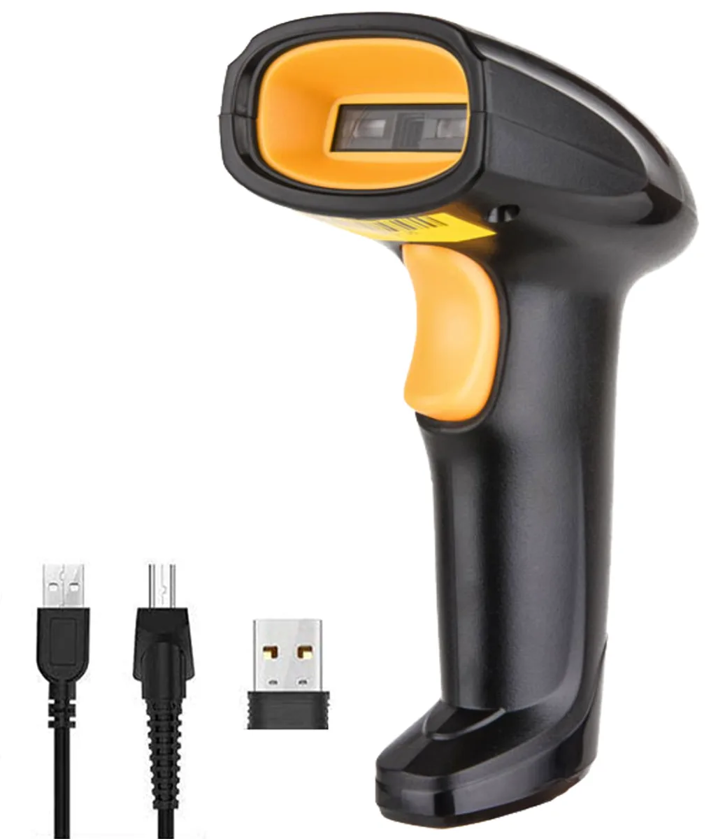 Handheld CCD barcode scanner with USB cable and wireless dongle