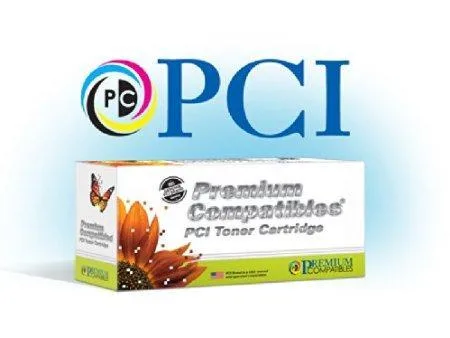 Black rectangular toner cartridge with matte finish and green chip visible