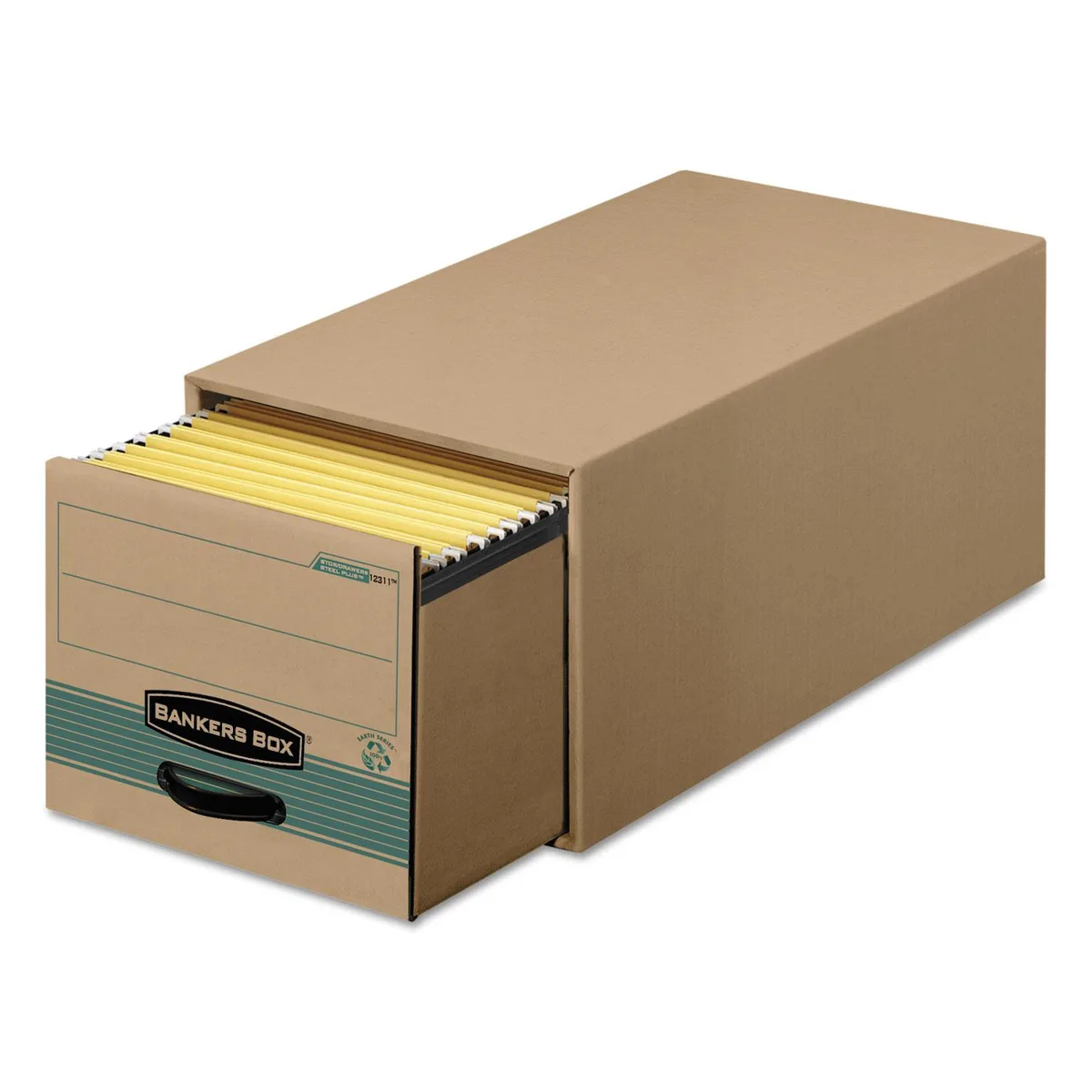 FELLOWES FELLOWES 1231201 Super Stor/Drawer Steel Plus Storage Box Legal Kraft/Green accessory — product photo