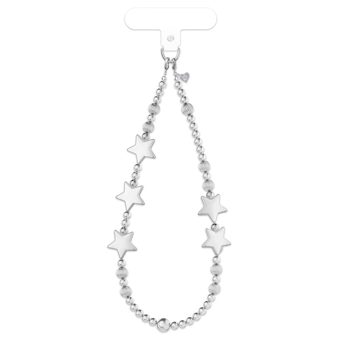  VELVET CAVIAR Phone Charm Wrist Strap Chrome Stars 14" full length — product photo
