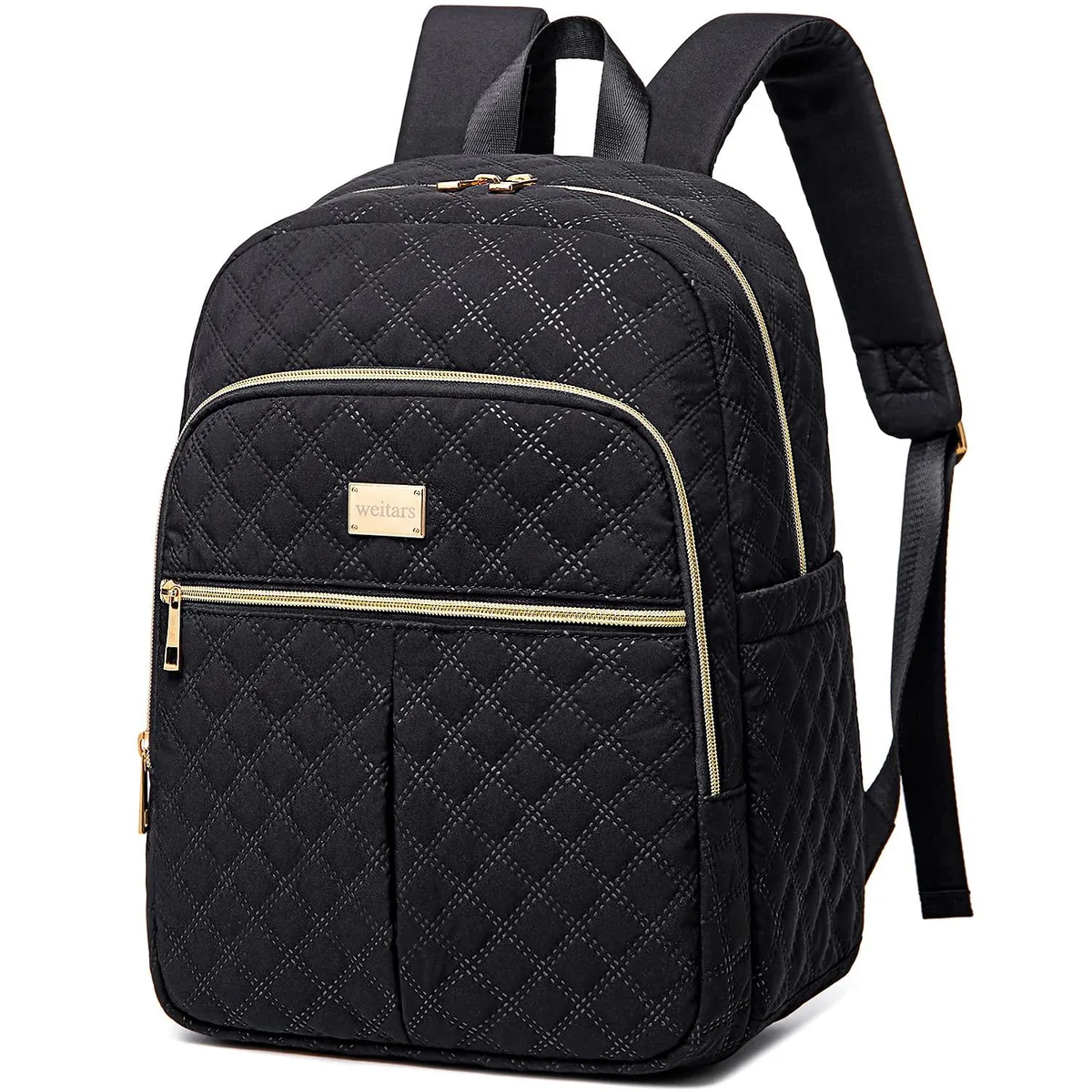 Black insulated lunch backpack with zippered compartments and side pockets
