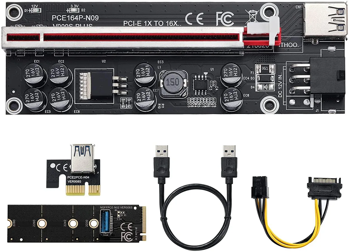 myVolts myVolts NGFFPCE-N01 PCI-E 1X to 16X riser card with M.2 NGFF adapter — product photo
