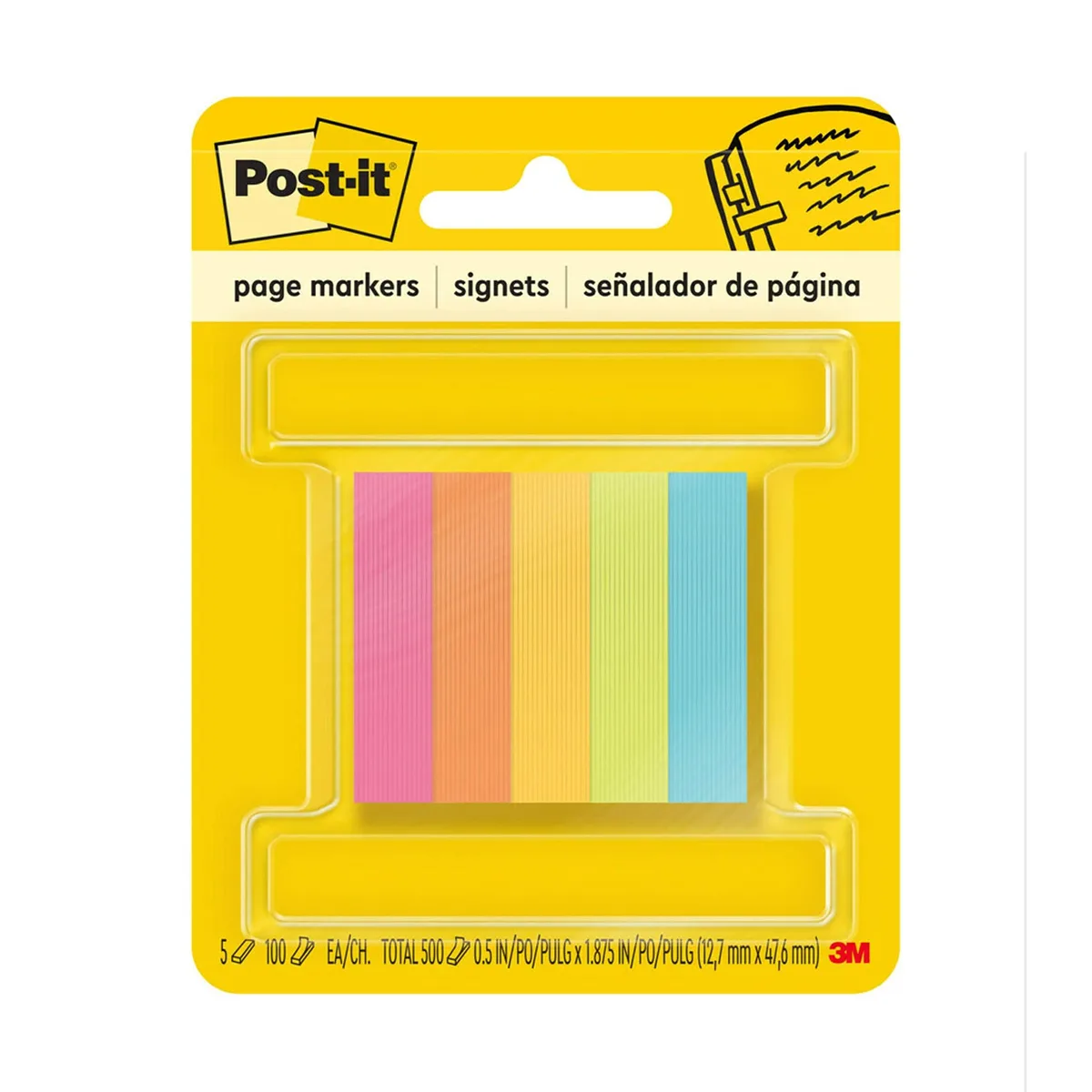 Five small neon pads in a clear pack